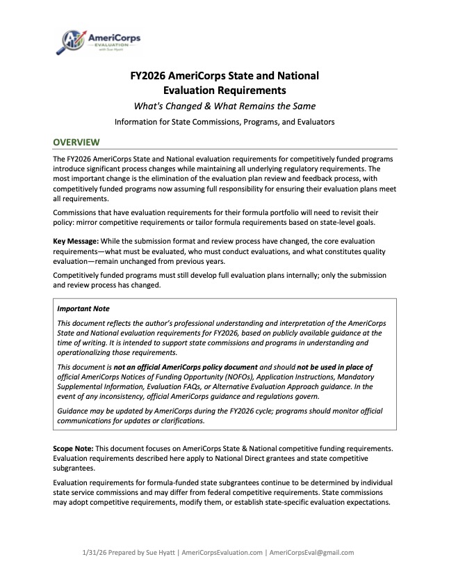 FY26 AmeriCorps Evaluation Changes